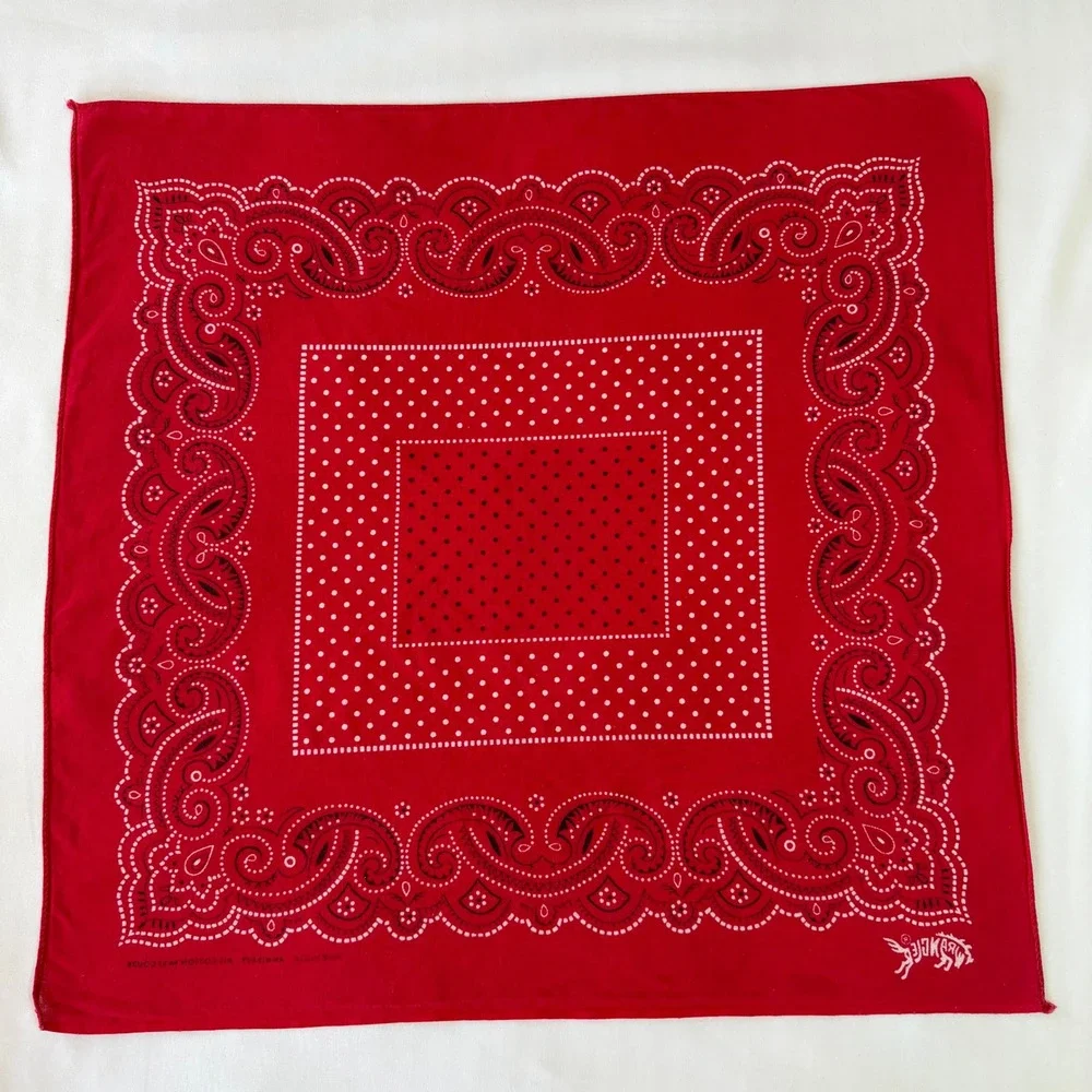 Vintage 70s Wrangler Bandanas Red Cotton RN 16429 Fast Color USA Lot of 2